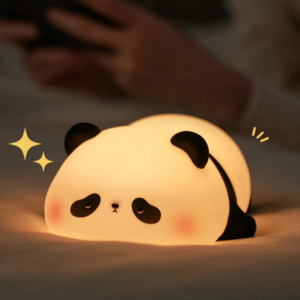 Cute Rabbit Silicone Night Lamp Touch Sensor Big Face Rabbit Pat Night Light Timing USB Rechargeable Light for Kids Gift